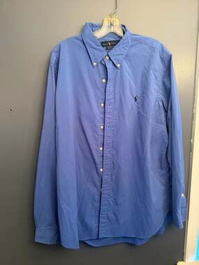 Ralph Lauren Performance Blue Long Sleeve Button Down Shirt Mens XL